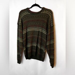 DAVID TAYLOR Patterned Crewneck Knit Pullover Sweater
